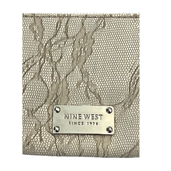Nine West Wristlet Clutch Pouch – Lace Overlay – Metallic Logo Plate – 6.5x4” – - Picture 3 of 5